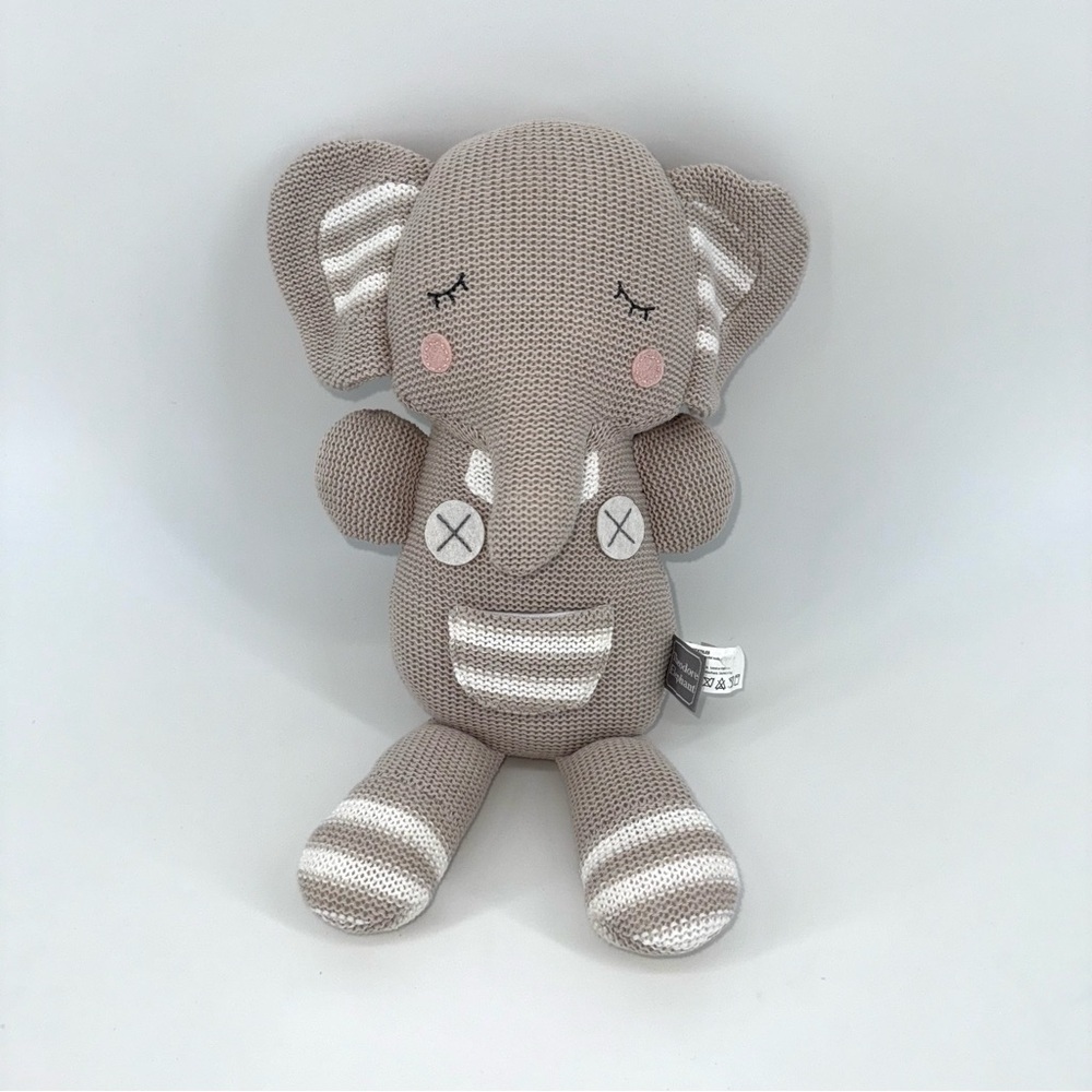 Theodore Elephant Plush Baby Rattle Knitted Toy